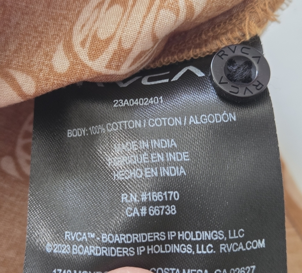 Brown Patterned RVCA Men's Shirt - Picture 9 of 9